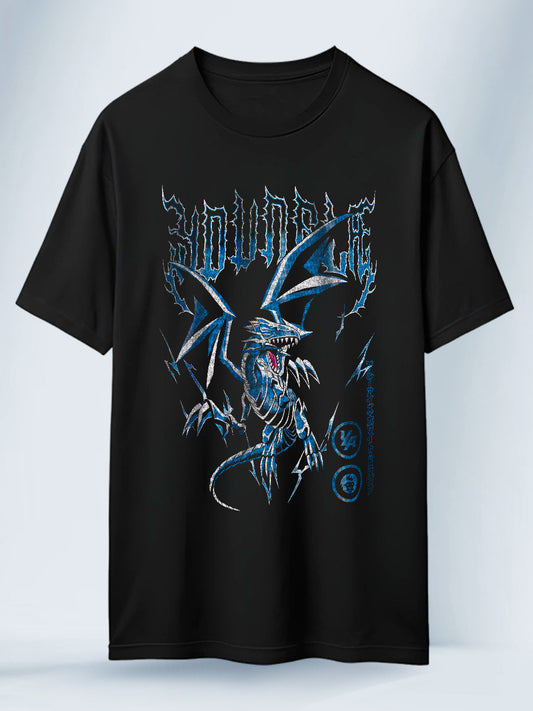 Camisa Negra Unisex de Dragon Blanco de Ojos Azules YuGiOh