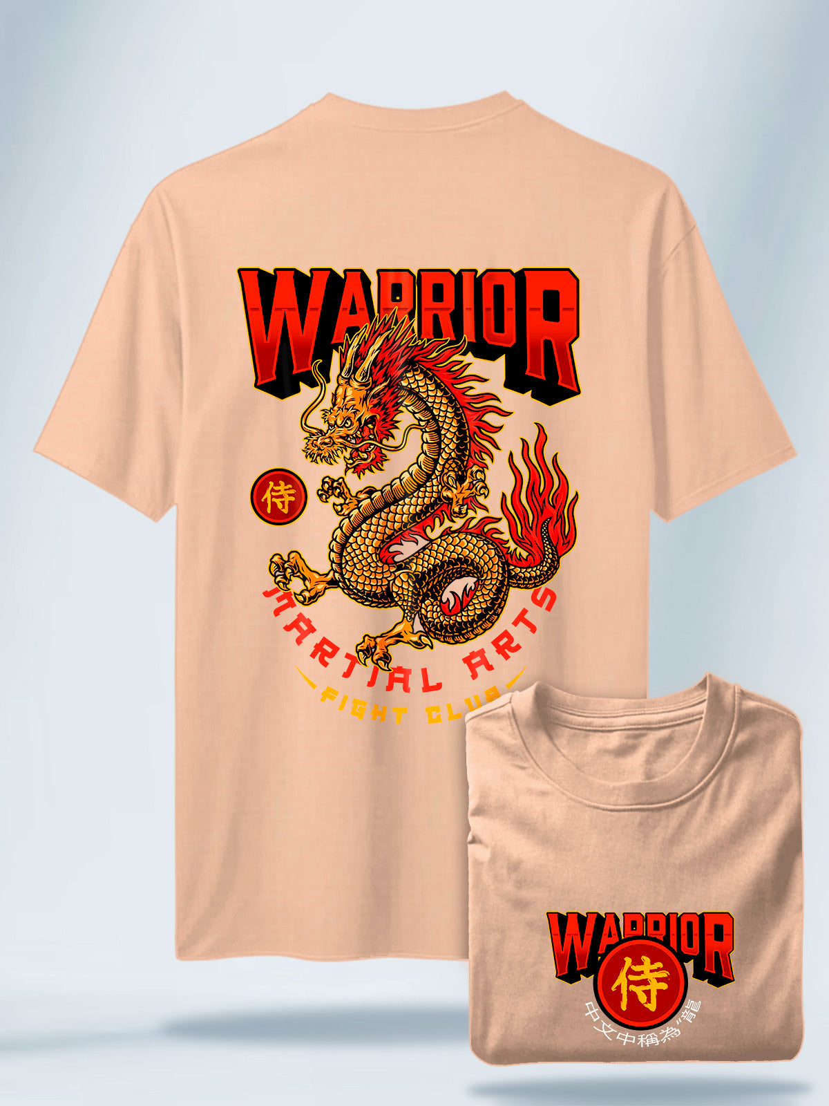 Camiseta Unisex Negra Dragon Warrior #1 Camel