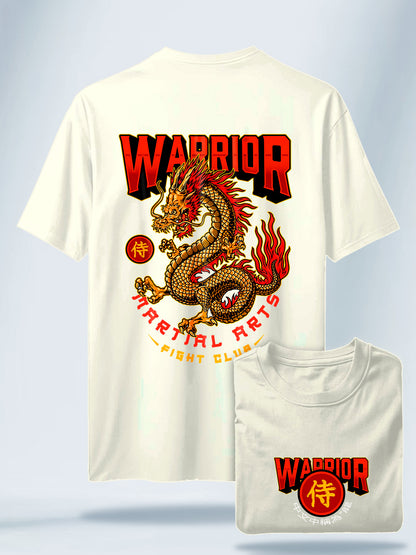 Camiseta Unisex Blanca Dragon Warrior #1 Hueso