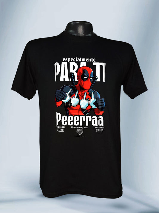 Camiseta Negra Unisex Con todo mi amor para ti Deadpool