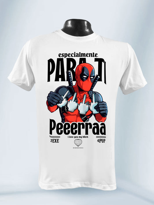 Camiseta Blanca Unisex Con todo mi amor para ti Deadpool