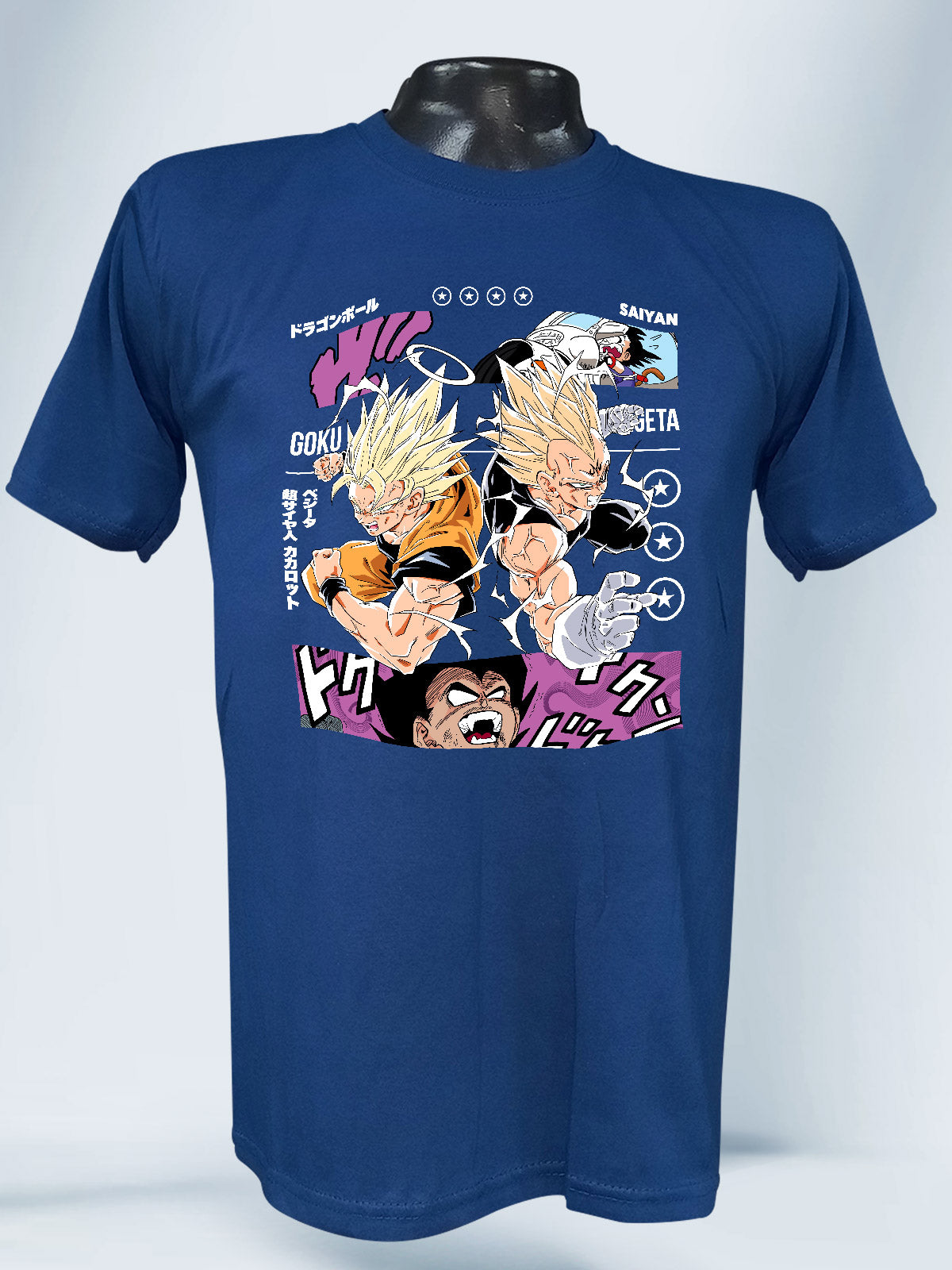 Camiseta Azul Unisex Goku y Vegeta Super Saiyan Dragon Ball Z