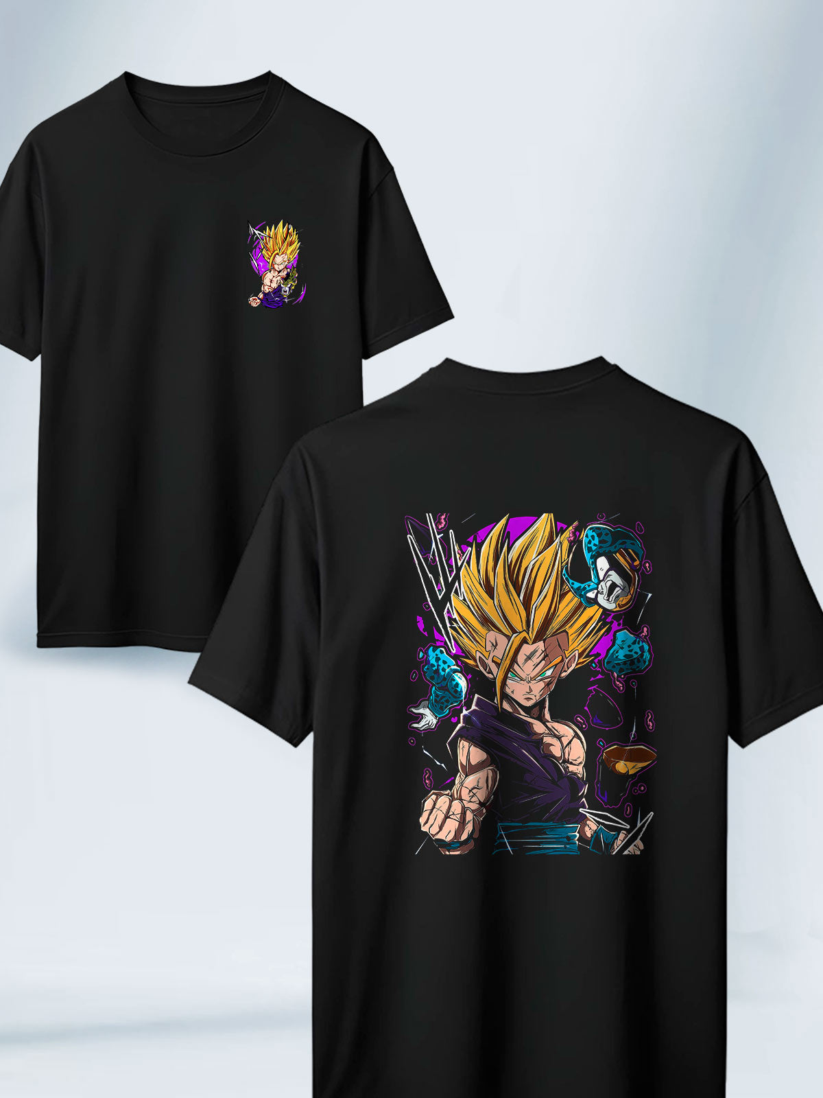 Camiseta Negra Unisex Gohan Super Saiyan 2 Dragon Ball Z