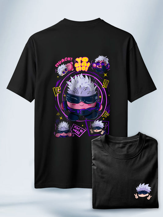 Camisa Negra Unisex Gojo Chibi Jujutsu Kaisen