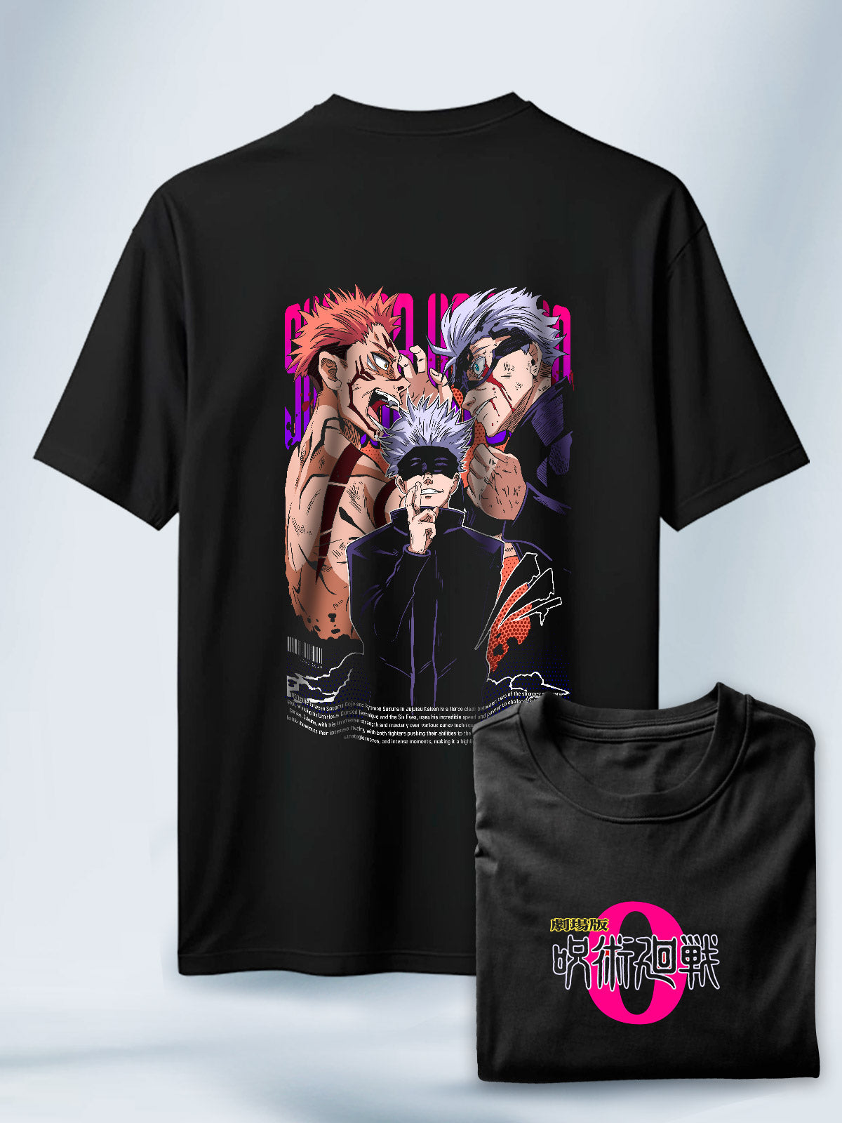 Camisa Negra Unisex Gojo vs Sukuna Jujutsu Kaisen