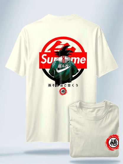 Camiseta Unisex Blanca Goku Supreme Hueso