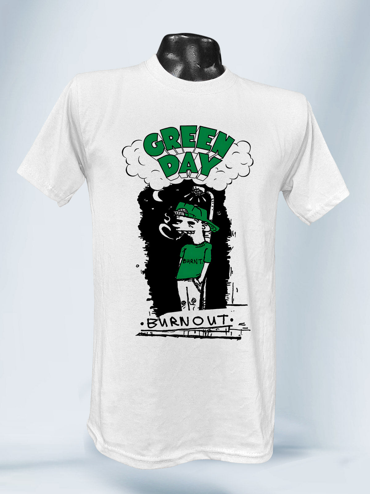 Camiseta Blanca Unisex Burnout Green Day