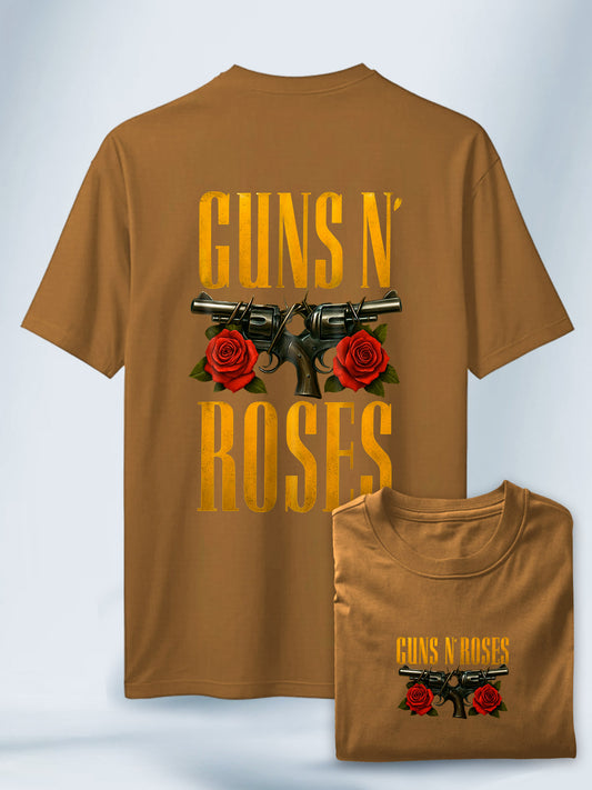 Camiseta Marrón Unisex Revolver Floral Guns and Roses