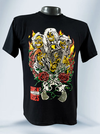 Camiseta Negra Unisex Hermandad Infernal Guns And Roses