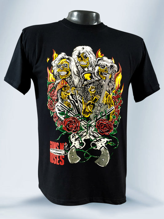 Camiseta Negra Unisex Hermandad Infernal Guns And Roses