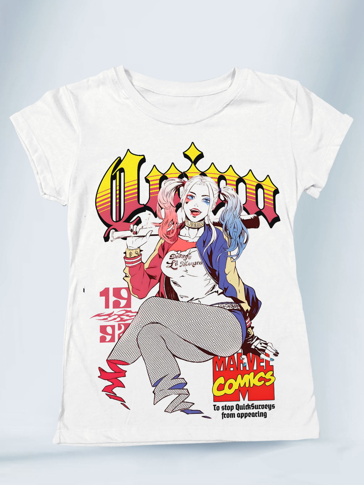 Camiseta Blanca  Mujer  Daddys Lil Monster Harley Quinn Joker