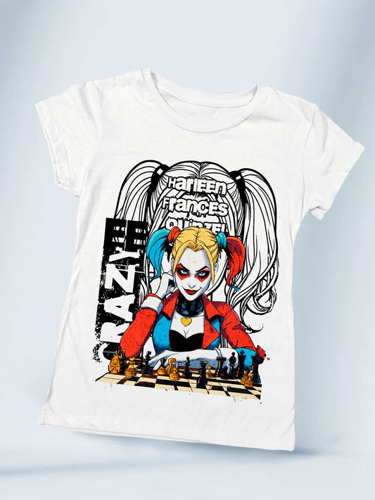 Camiseta Blanca Mujer Crazy Harley Quinn Joker