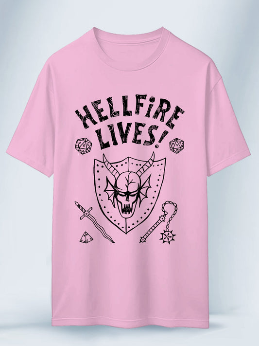 Camisa Rosa Unisex Hellfire Lives Stranger Things