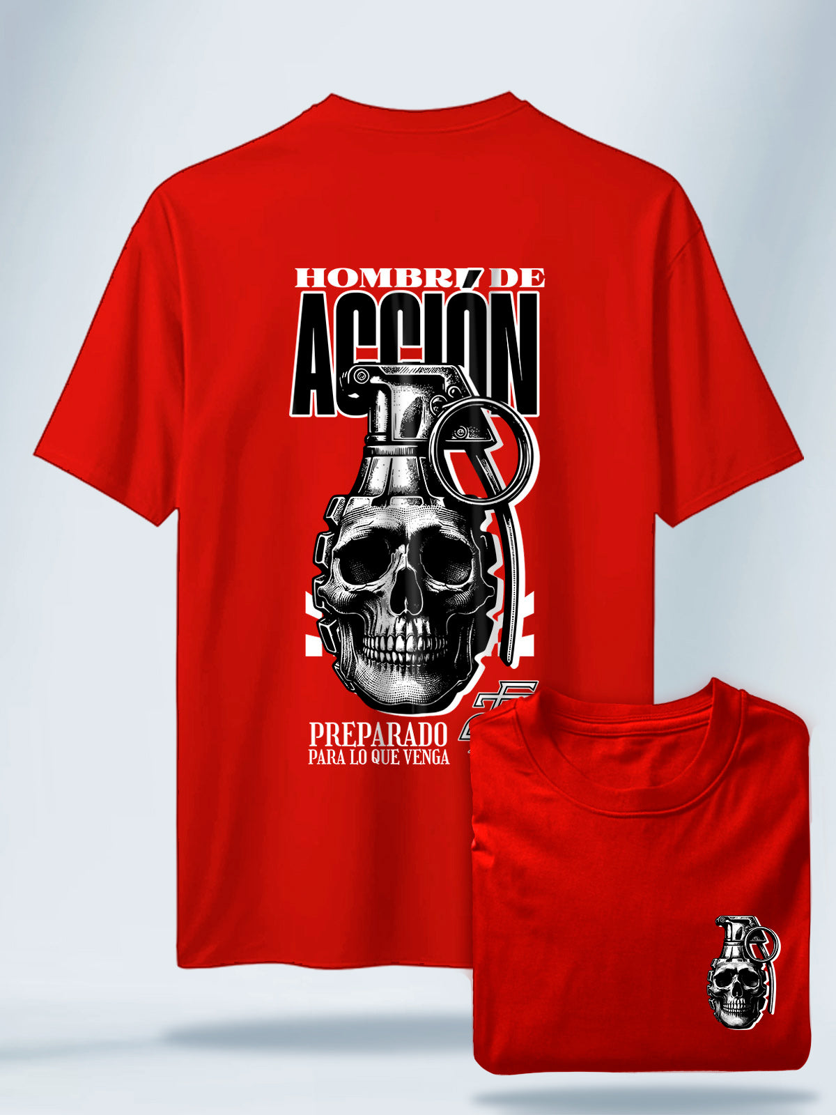 Camiseta Unisex Negra Hombre de Acción Roja