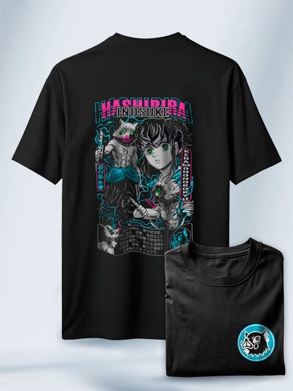 Camiseta Negra Unisex Inosuke Bestia Imparable Demon Slayer