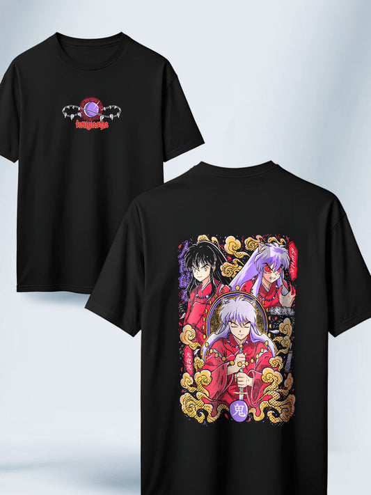 Camisa Negra Unisex las caras de Inuyasha