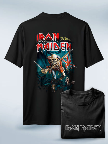 Camiseta Negra Unisex Eddie The Trooper Clásico Iron Maiden