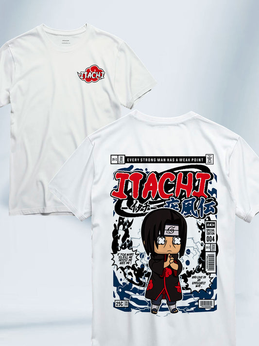 Camiseta Blanca Unisex Itachi Chibi Naruto Shippuden