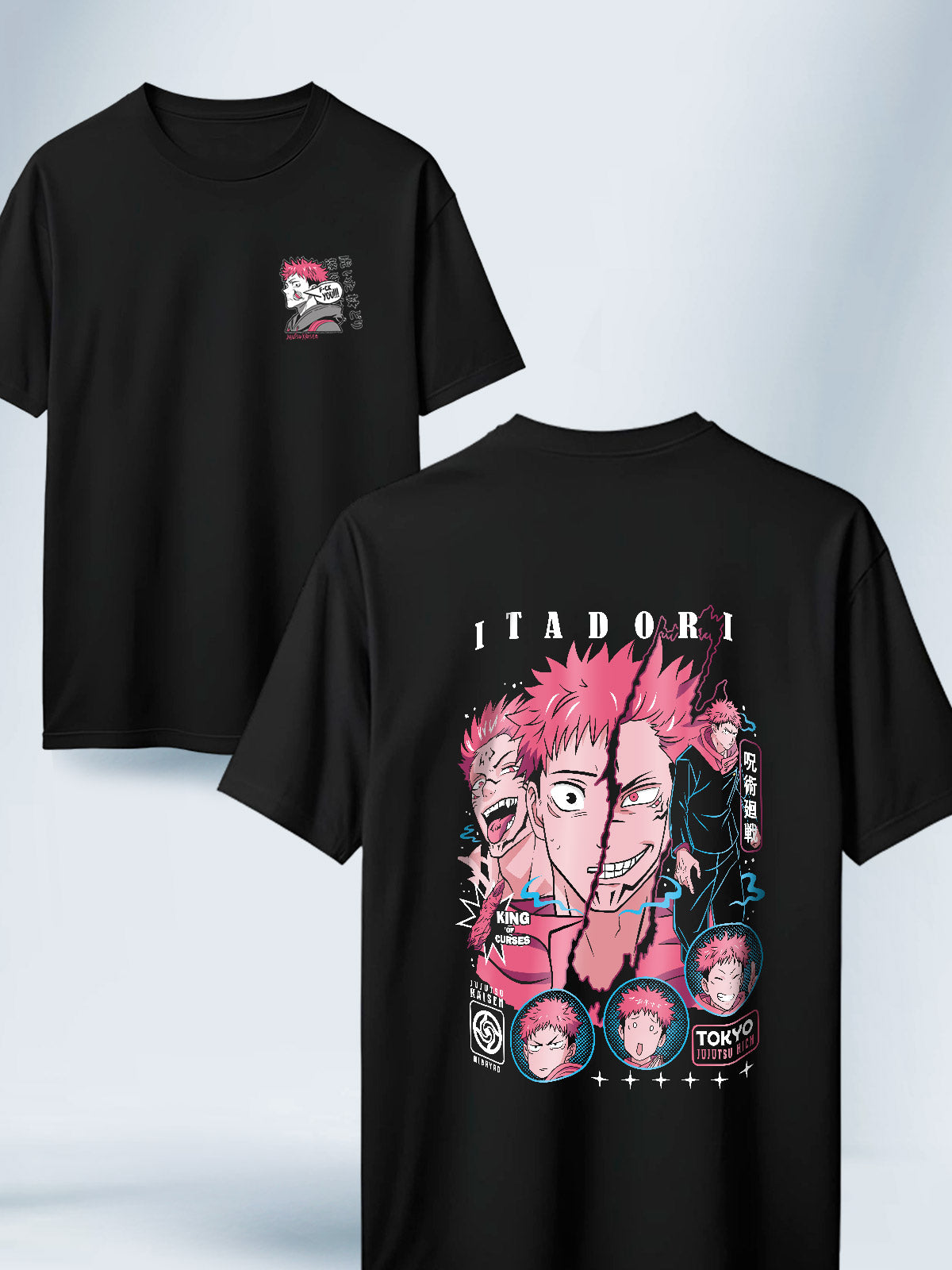 Camisa Negra Unisex Itadori x Sukuna Jujutsu Kaisen