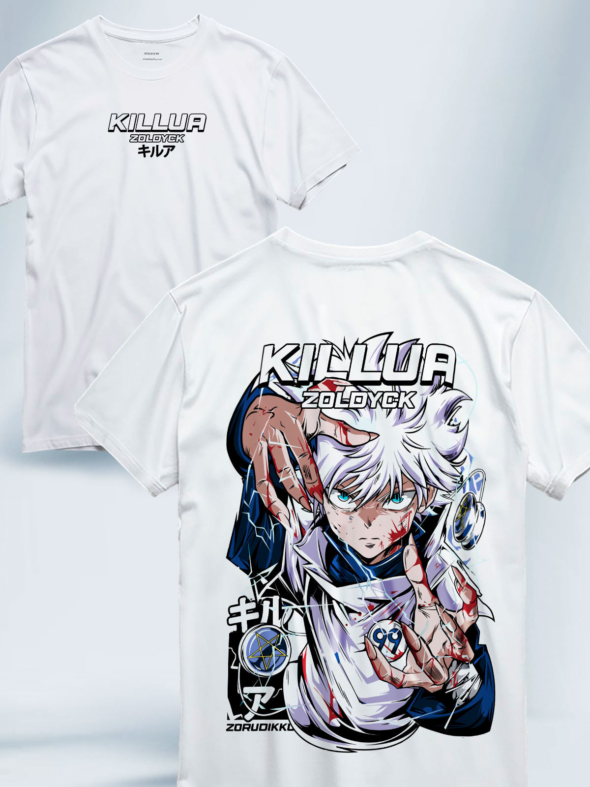 Camiseta Blanca Unisex Killua Dios del Rayo Hunter x Hunter