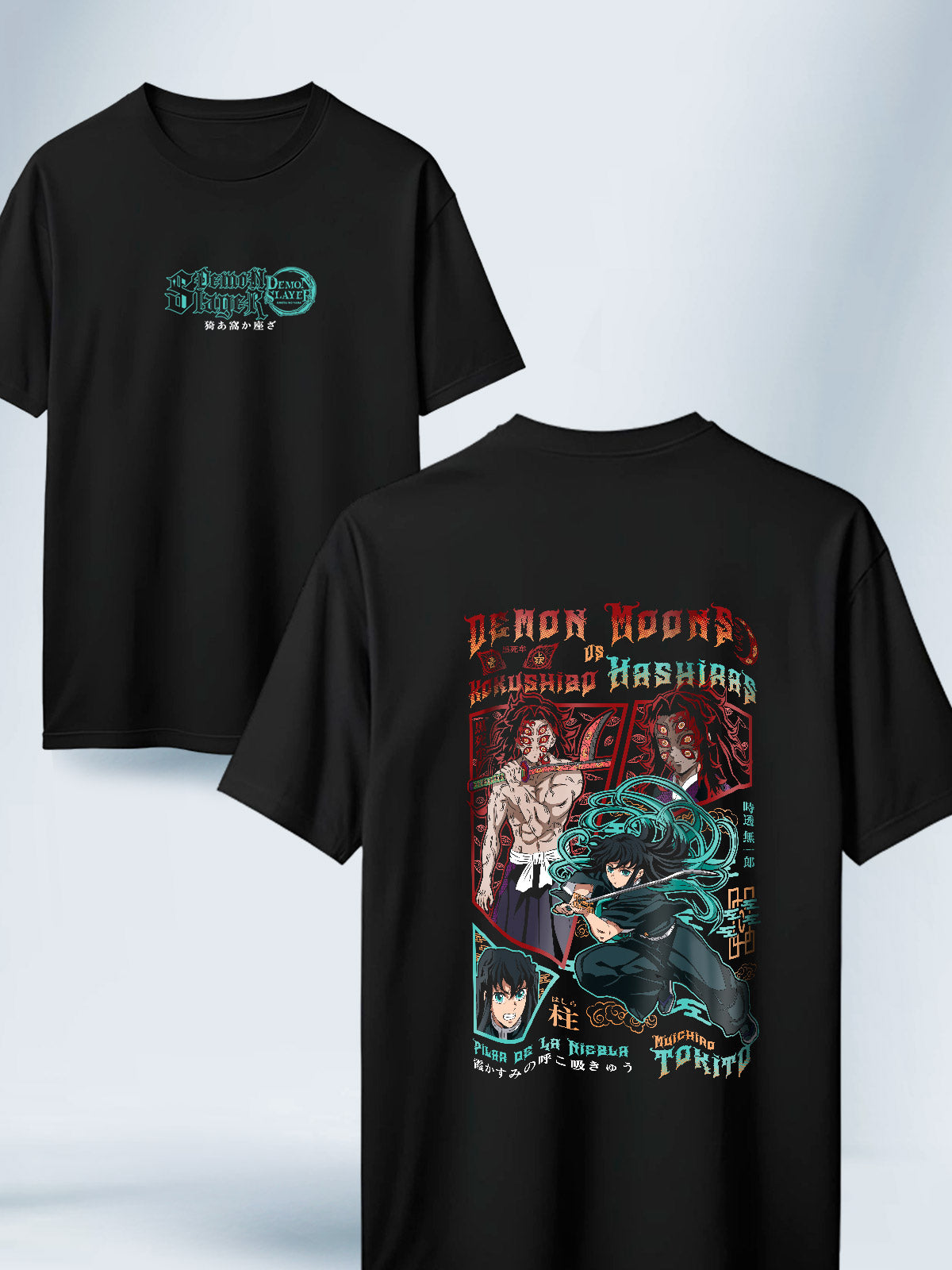 Camisa Negra Unisex Kokushibo vs Tokito Demon Slayer