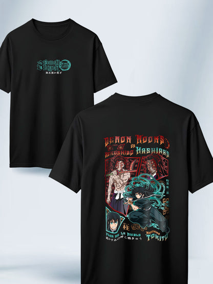 Camisa Negra Unisex Kokushibo vs Tokito Demon Slayer