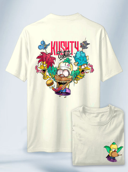 Camiseta Blanca Unisex Krusty Crazy Los Simpson