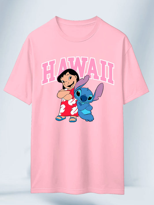 Camiseta Rosa Unisex Hawaii Lilo y Stitch