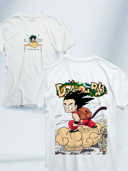 Camiseta Blanca Unisex Nube Voladora Dragon Ball