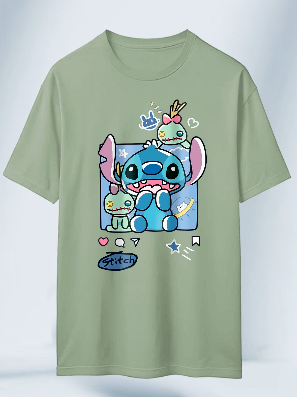 Camiseta Verde Clarto Unisex Cute Stitch Lilo y Stitch
