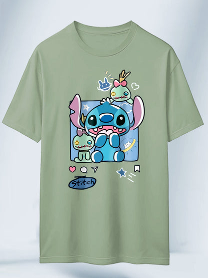 Camiseta Verde Clarto Unisex Cute Stitch Lilo y Stitch