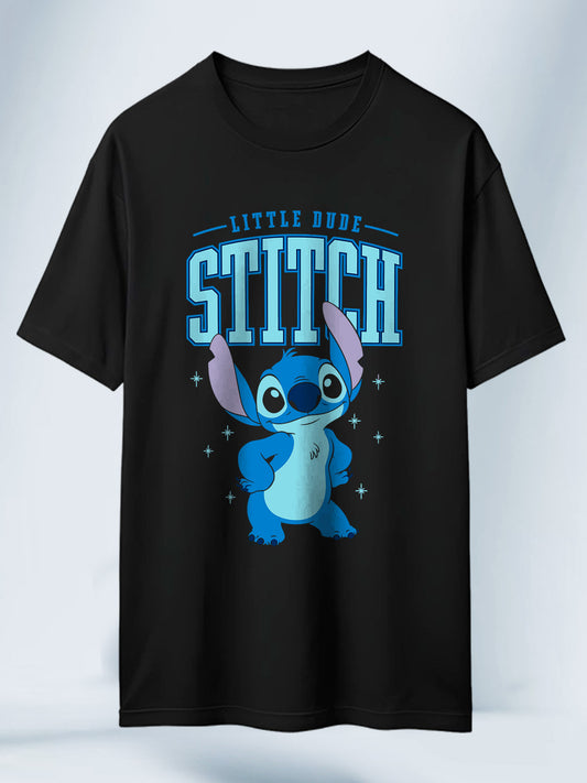 Camiseta Negra Unisex Stitch little Dude Lilo y Stitch