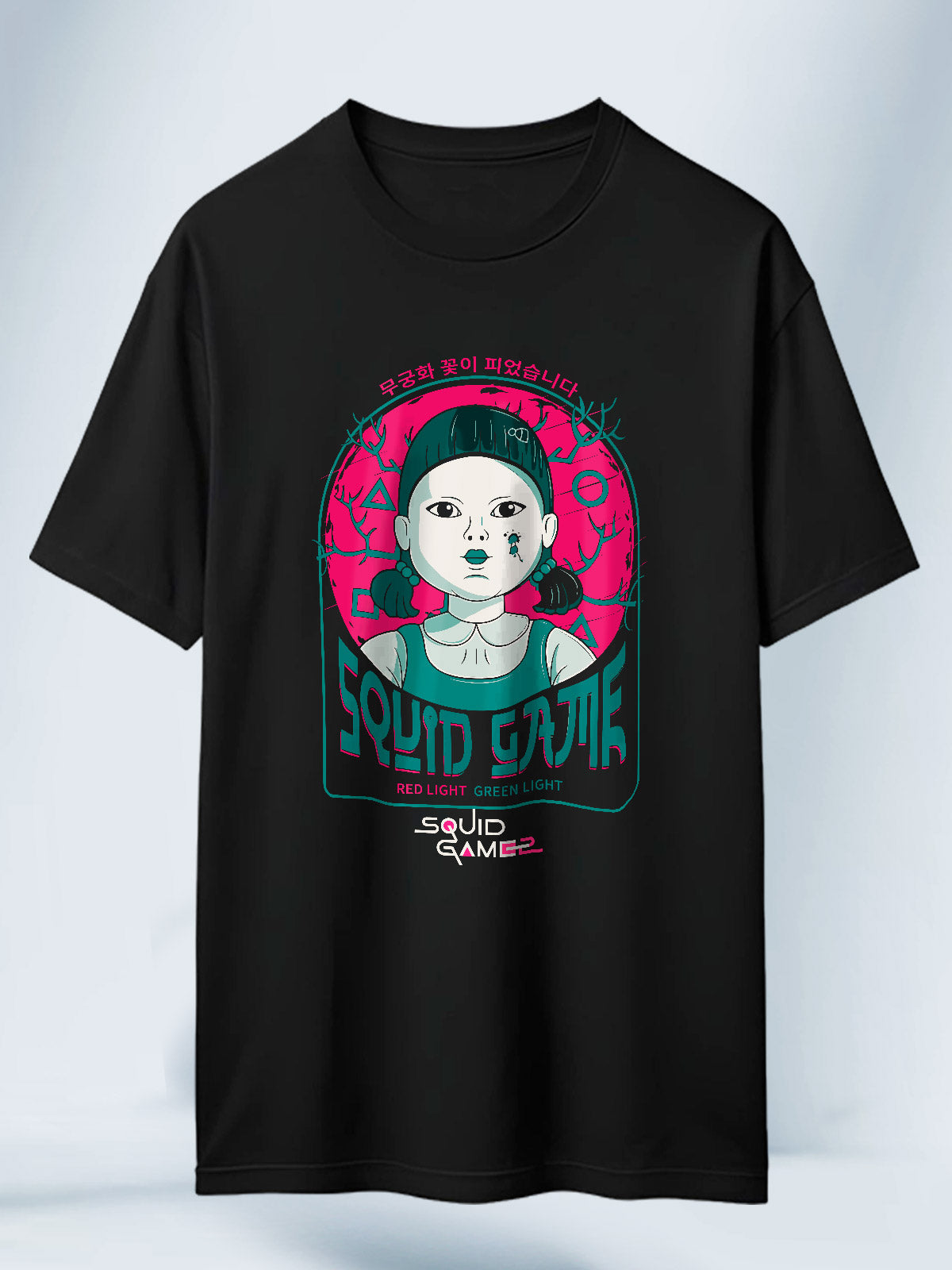 Camiseta Negra Unisex Muñeca Squid Game