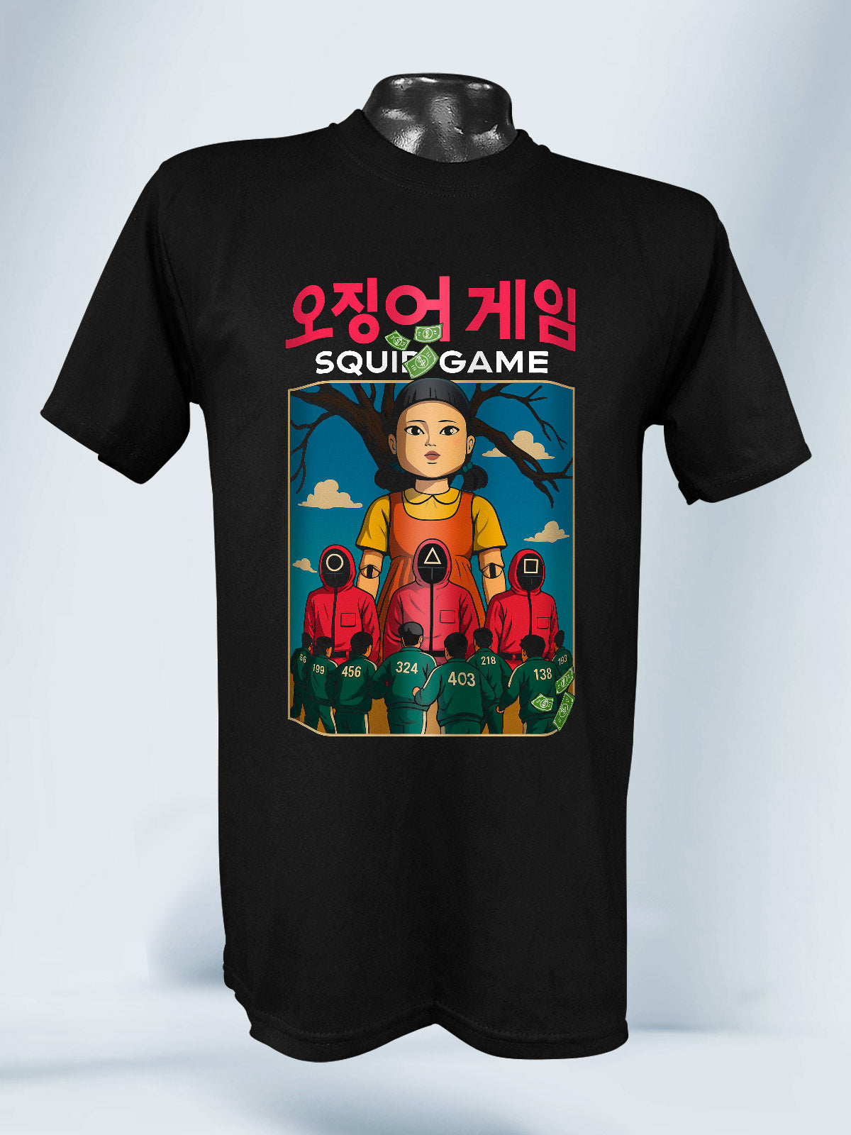 Camiseta Negra Unisex Luz Roja Luz Verde Squid Game