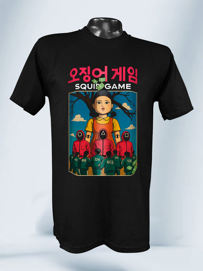 Camiseta Negra Unisex Luz Roja Luz Verde Squid Game