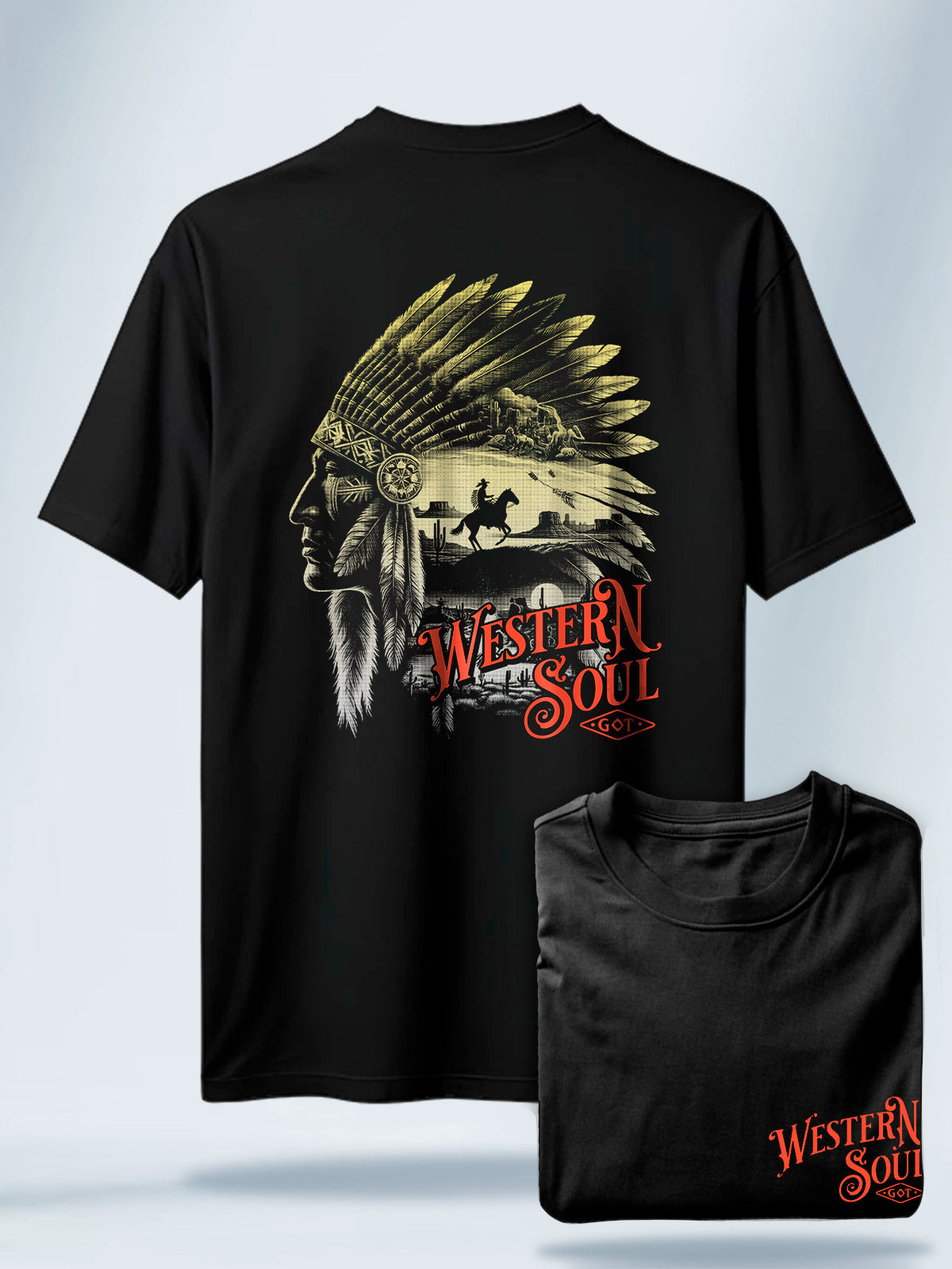 Camiseta Unisex Negra Nativo Americano #1