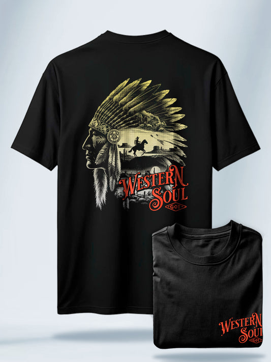 Camiseta Unisex Negra Nativo Americano #1