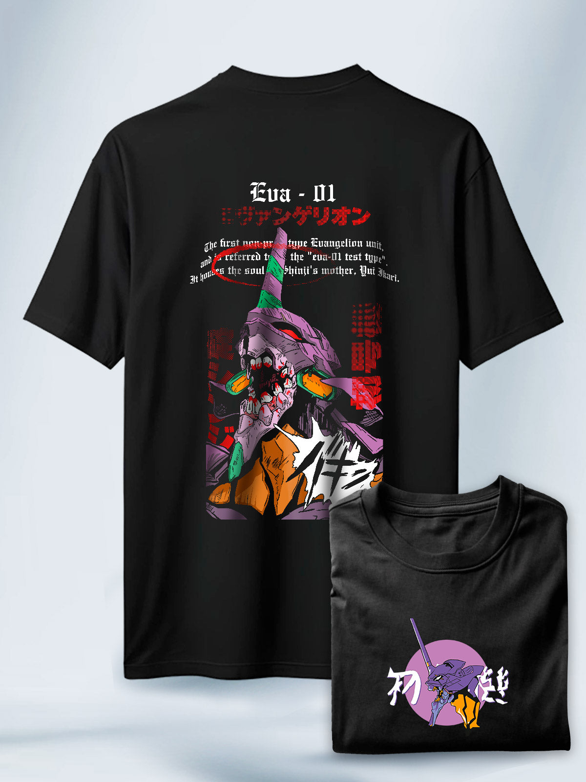 Camiseta Negra Unisex Eva01 Despierto Evangelion