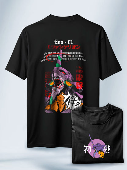 Camiseta Negra Unisex Eva01 Despierto Evangelion