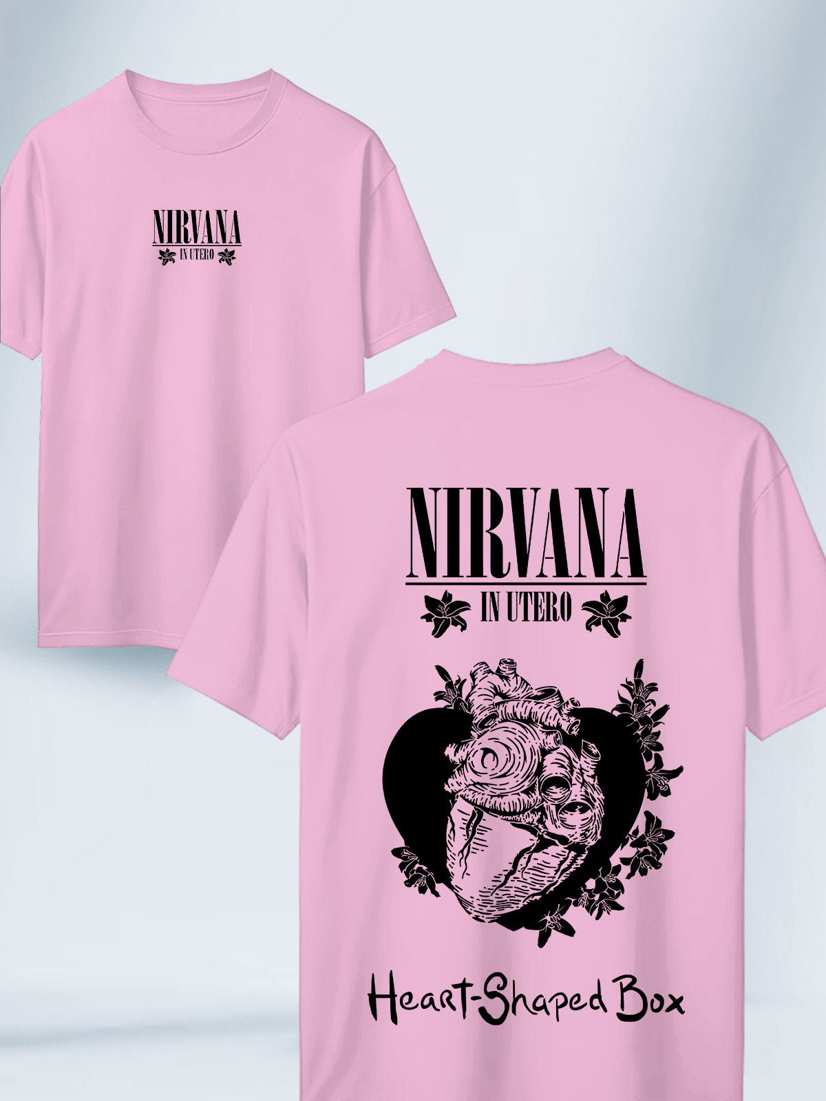 Camiseta Rosada Unisex Heart Shaped Box In Utero Nirvana