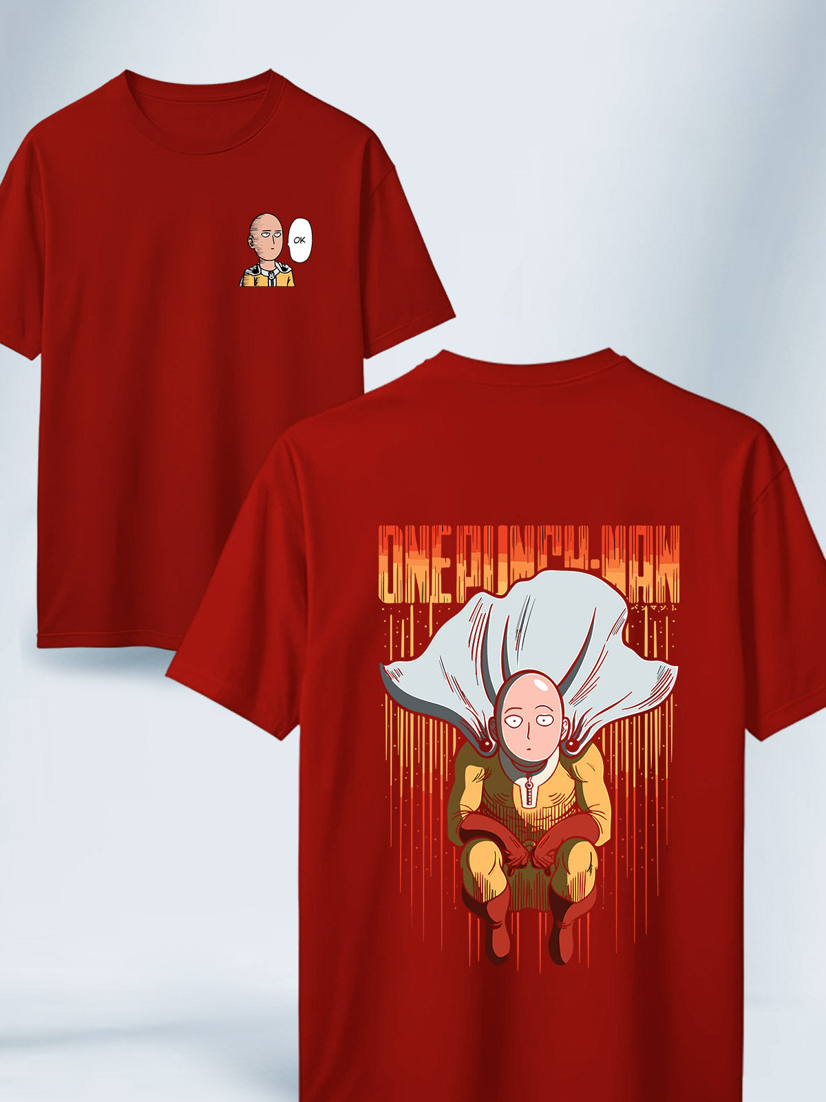 Camiseta Roja Unisex Saitama Aparece One Punch Man