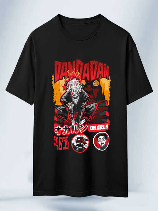 Camiseta Negra Unisex Okarun Demonio Salvaje DanDaDan