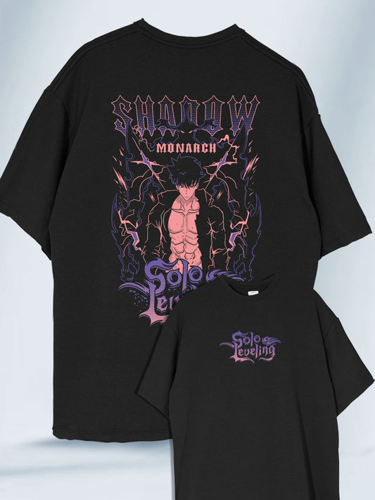 Camiseta Negra Oversized Sung Shadow Monarch Solo Leveling