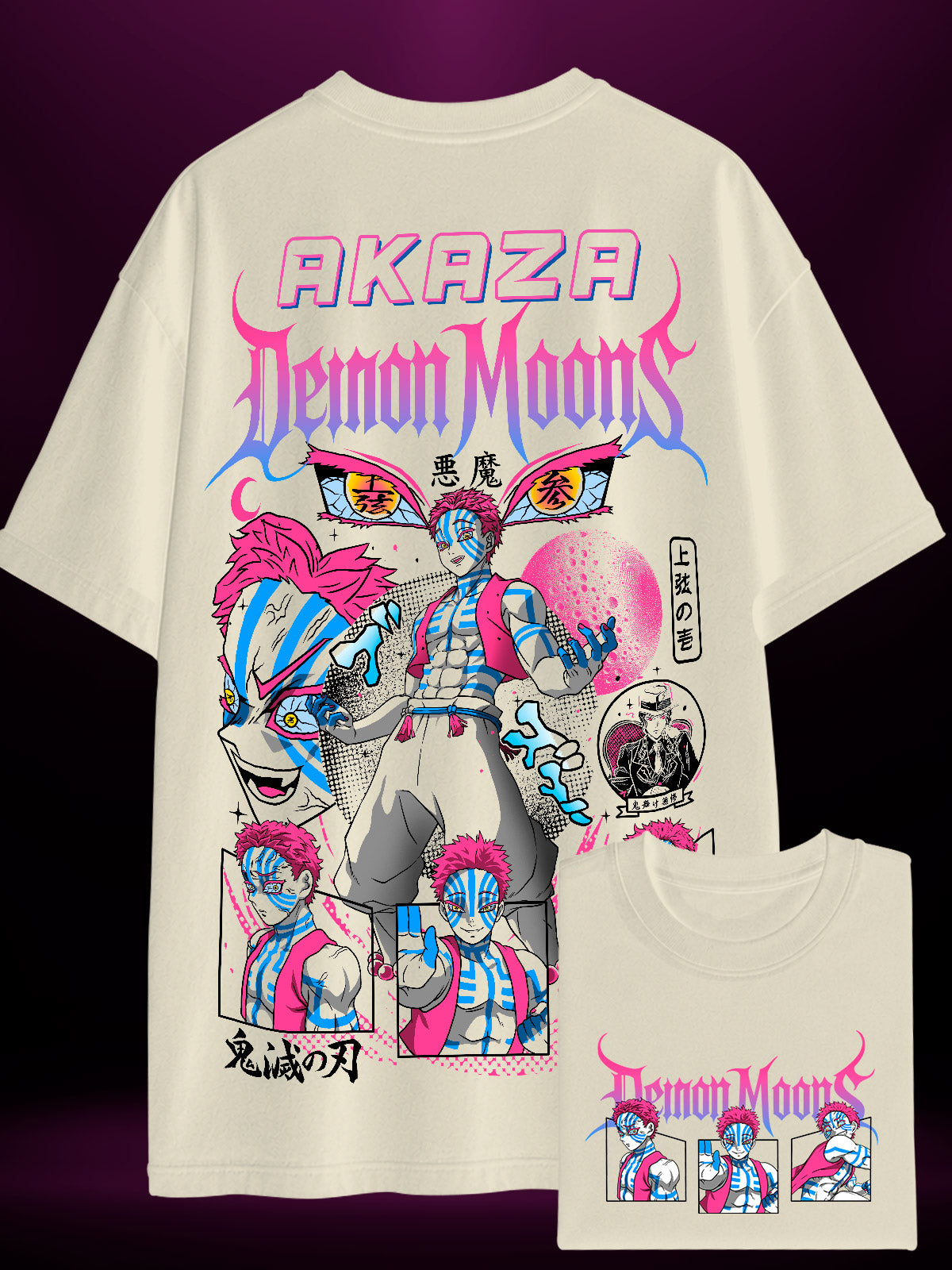 Camisa Premium Oversized Akaza Luna Superior Demon Slayer