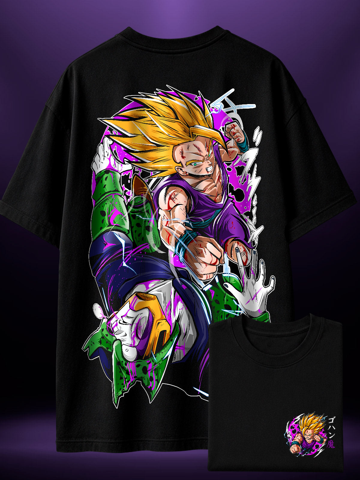 Camisa Premium Oversized Gohan vs Cell Dragon Ball Z