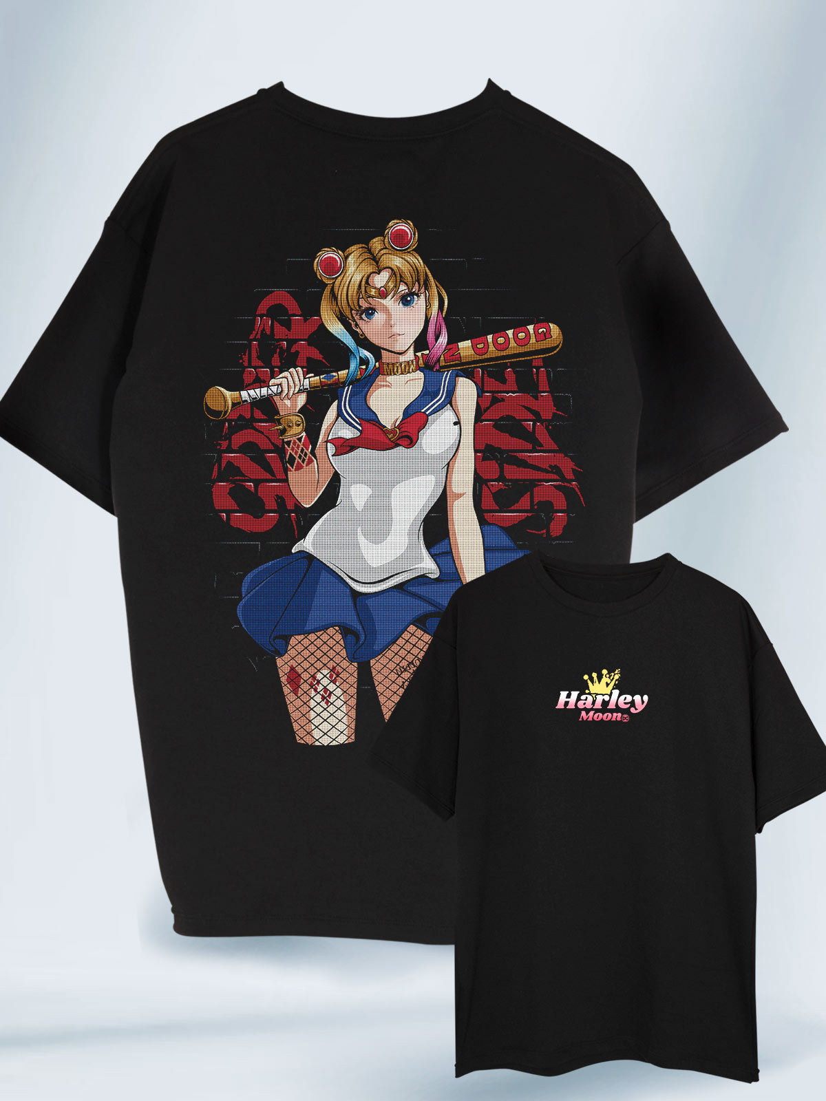 Camiseta Oversized Unisex Harley Queen Serena Sailor Moon