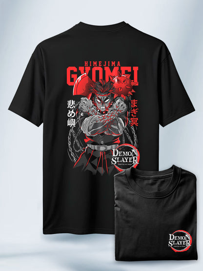 Camiseta Negra Unisex Gyomei Pilar de Piedra Demon Slayer