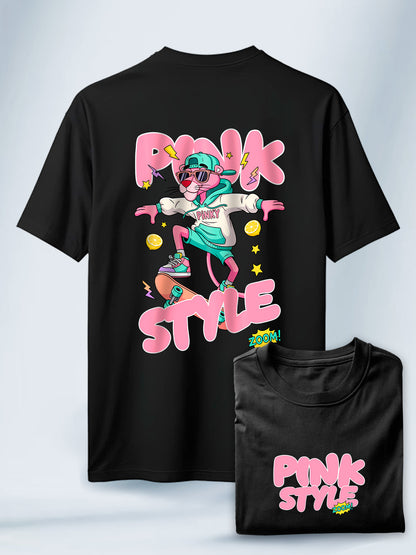 Camiseta Unisex Negra Estilo Pink Panter