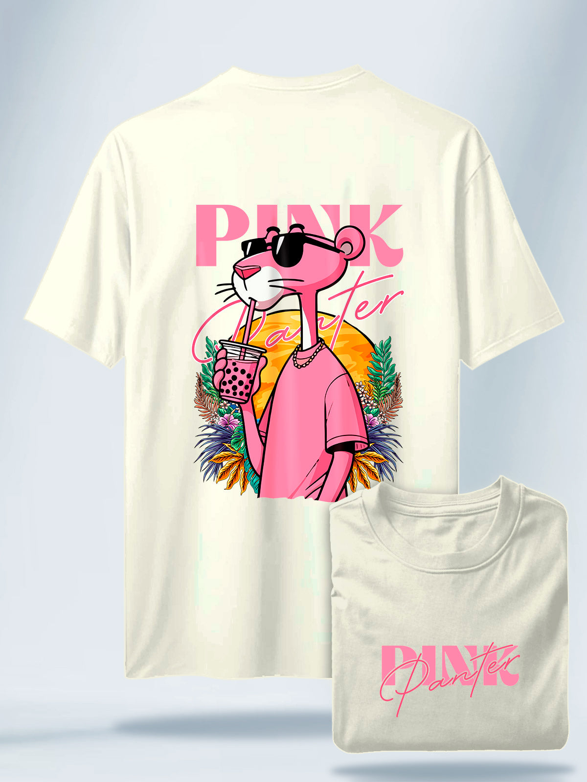 Camiseta Unisex Blanca Pink panter hueso