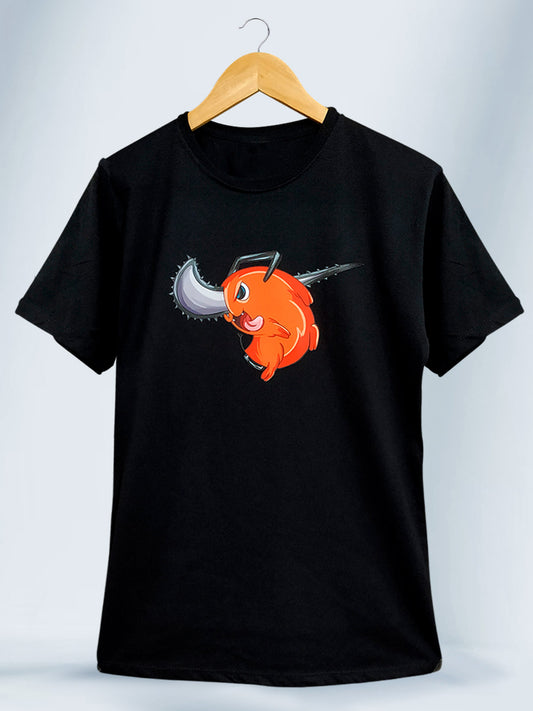 Camiseta Negra Unisex Pochita Salto Dinámico Chainsaw Man